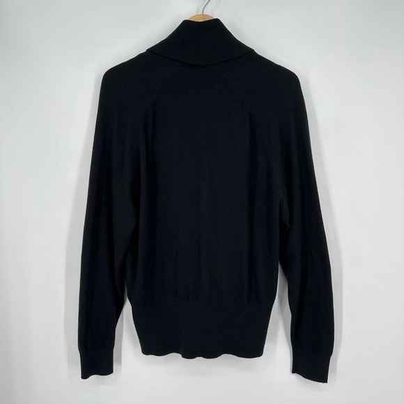 REISS Blanche Wrap Neck Jumper Draped Surplice Wrap Sweater, Black - Picture 11 of 16